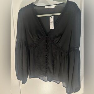 ASTR Black Sheer Lace Blouse